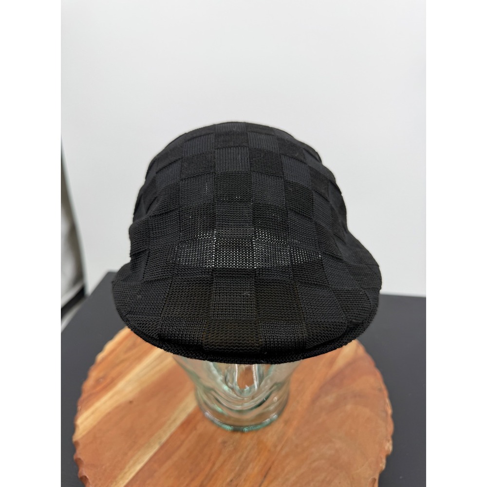 Linea Uomo Flat Cap‎ Mens One Size Black Checkerboard Knit Ivy Driving Hat NEW
